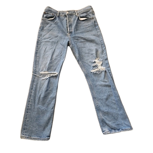 Agolde Womens Medium Wash Riley High Rise Straight Crop in Hassle Jean 30 - Picture 4 of 14